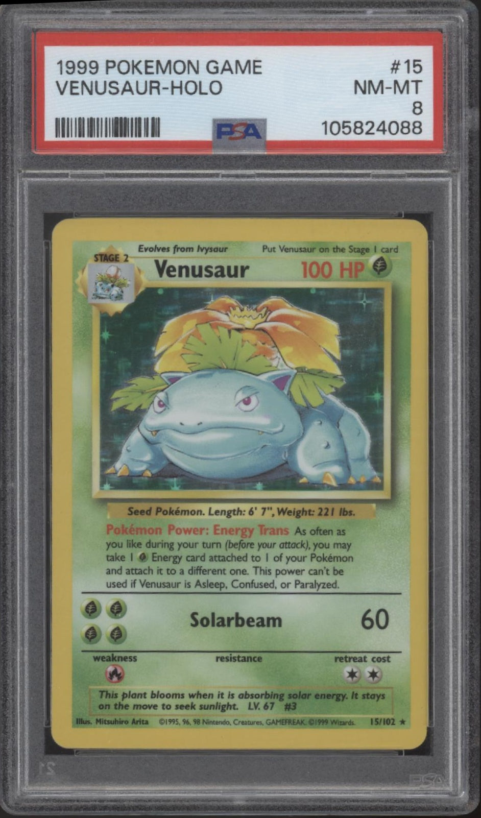 Venusaur Pokemon Base Set Holo #15 PSA 8