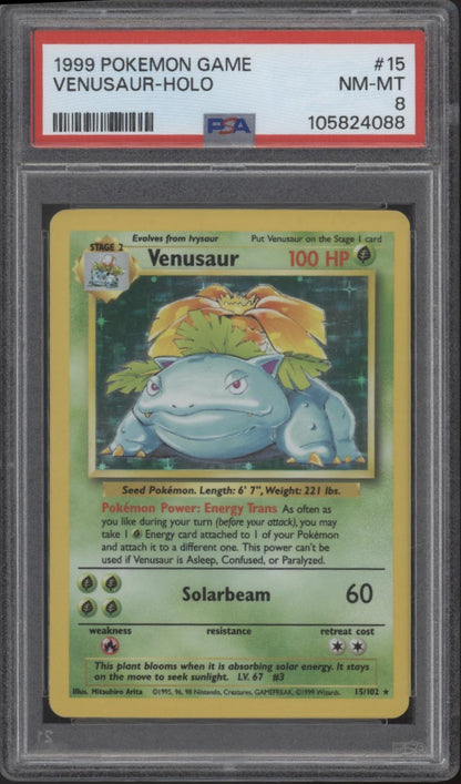 Venusaur Pokemon Base Set Holo #15 PSA 8