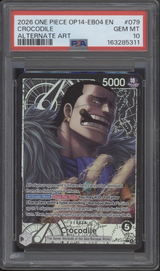 Crocodile One Piece Card Game OP14-EB04 Alternate Art #079 PSA 10