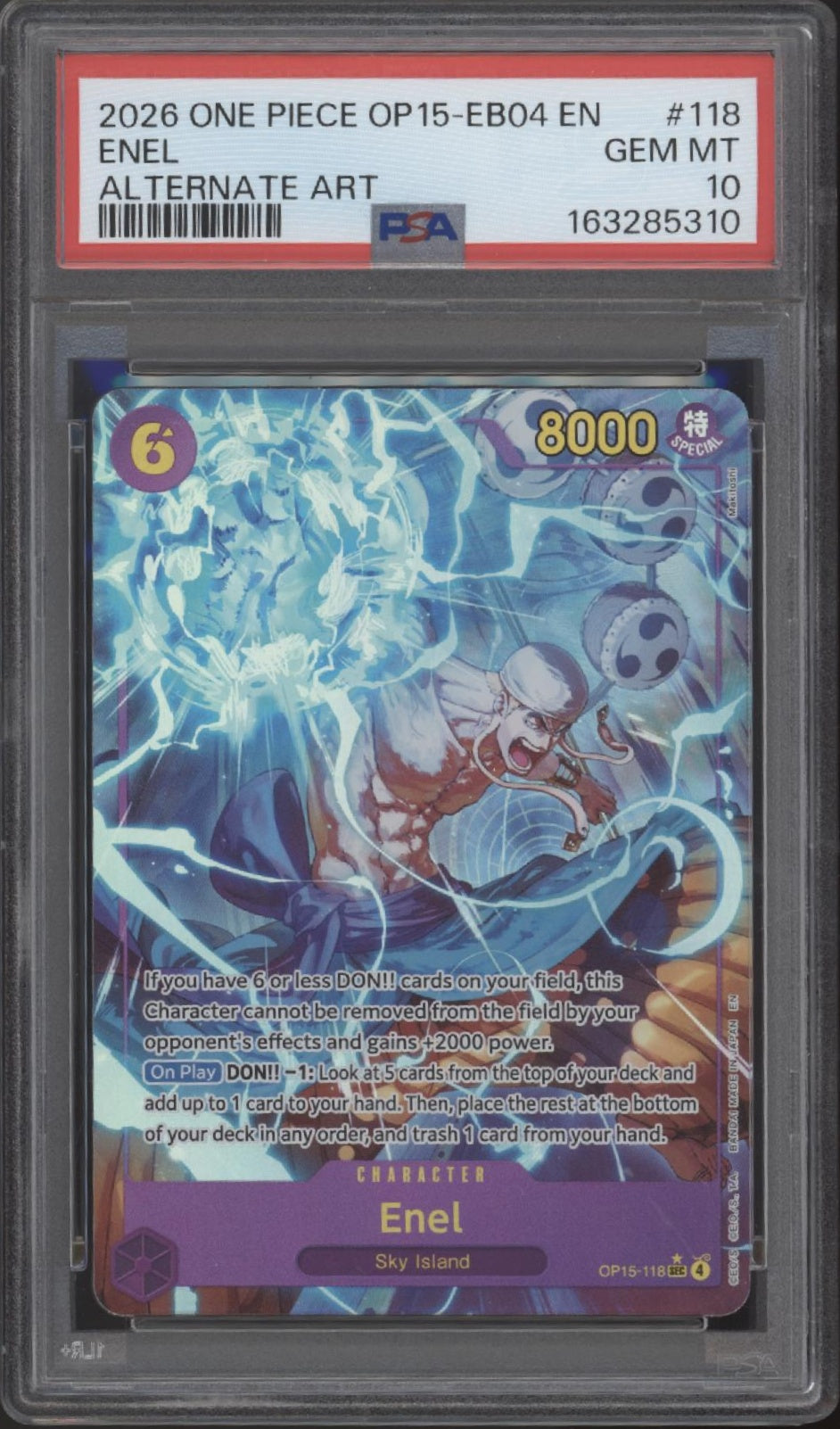 Enel One Piece Card Game OP15-EB04 Alternate Art #118 PSA 10