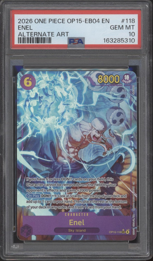 Enel One Piece Card Game OP15-EB04 Alternate Art #118 PSA 10