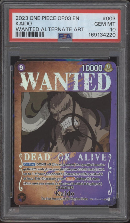 Kaido One Piece Card Game OP03 Wanted Alternate Art #003 PSA 10