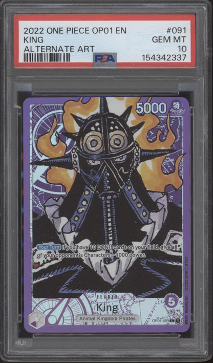 King One Piece Card Game OP01 Alternate Art #091 PSA 10
