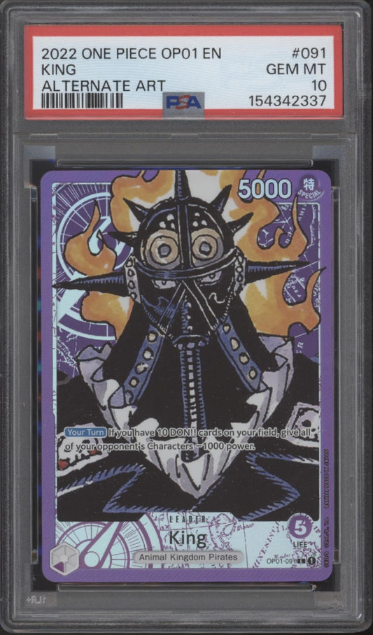 King One Piece Card Game OP01 Alternate Art #091 PSA 10