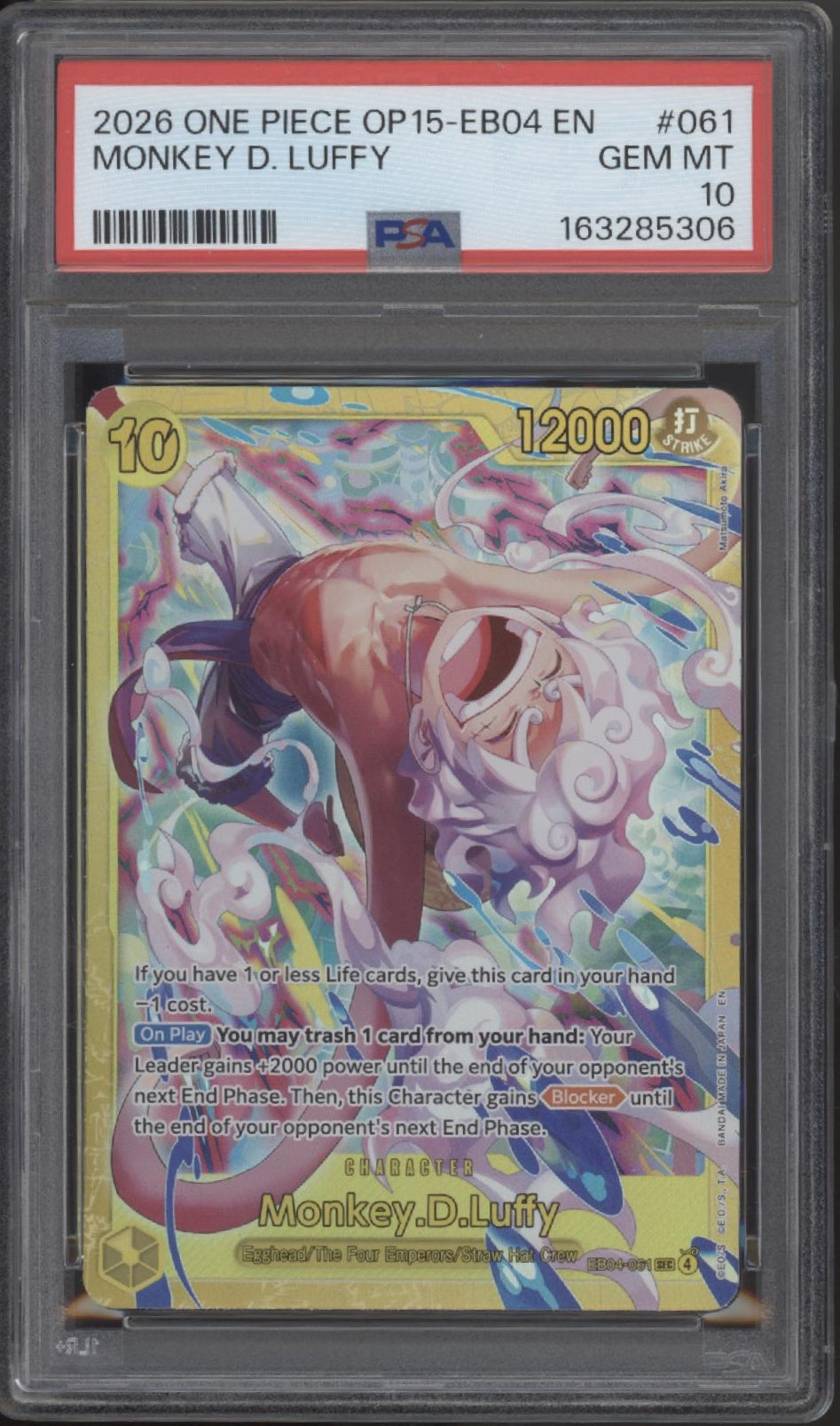 Monkey D Luffy One Piece Card Game OP15-EB04 #061 PSA 10
