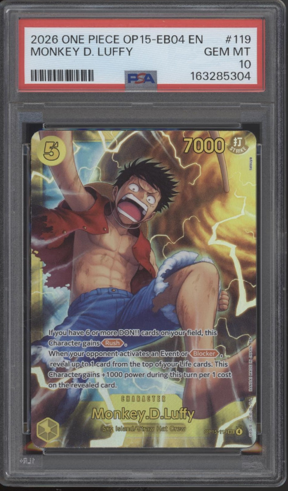 Monkey D Luffy One Piece Card Game OP15-EB04 #119 PSA 10