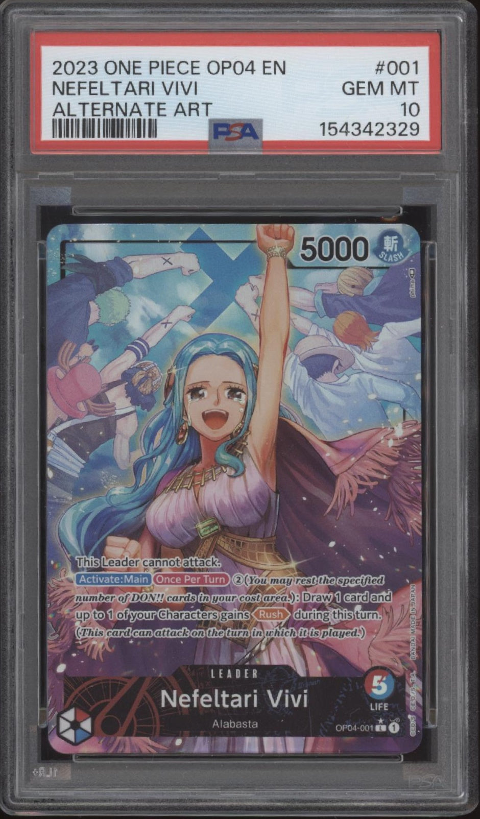 Nefeltari Vivi One Piece Card Game OP04 Alternate Art #001 PSA 10