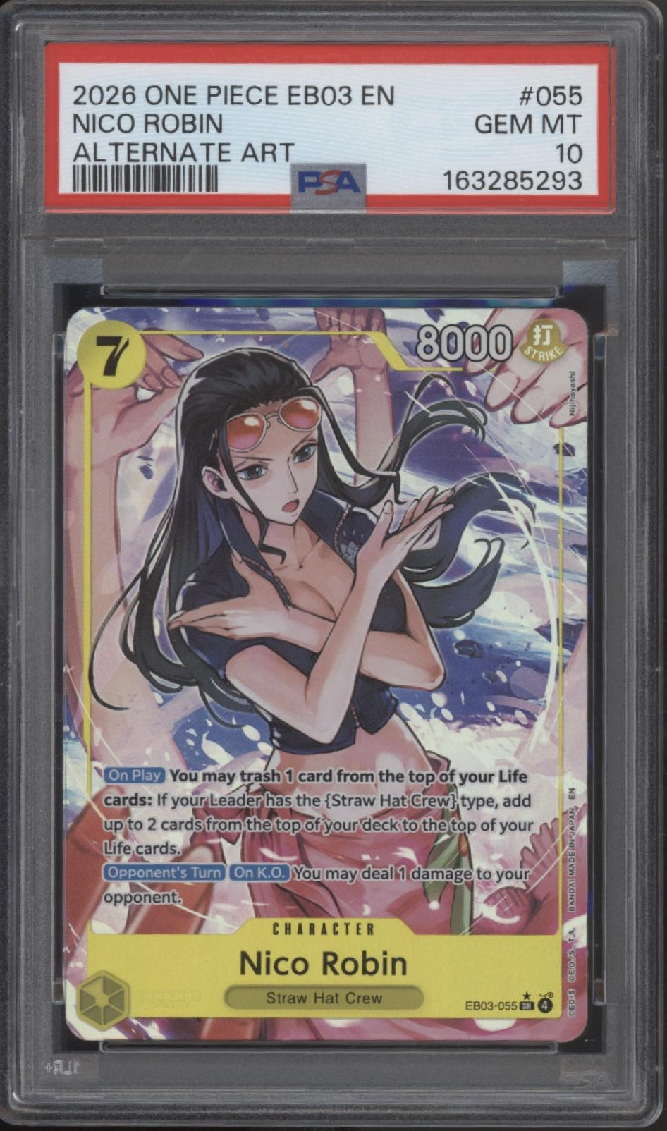 Nico Robin One Piece Card Game EB03 Alternate Art #055 PSA 10