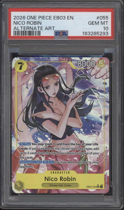 Nico Robin One Piece Card Game EB03 Alternate Art #055 PSA 10