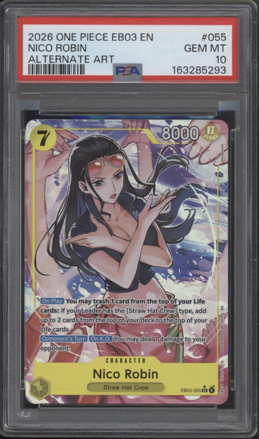 Nico Robin One Piece Card Game EB03 Alternate Art #055 PSA 10