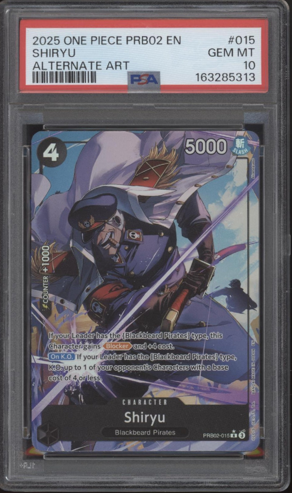 Shiryu One Piece Card Game PRB02 Alternate Art #015 PSA 10
