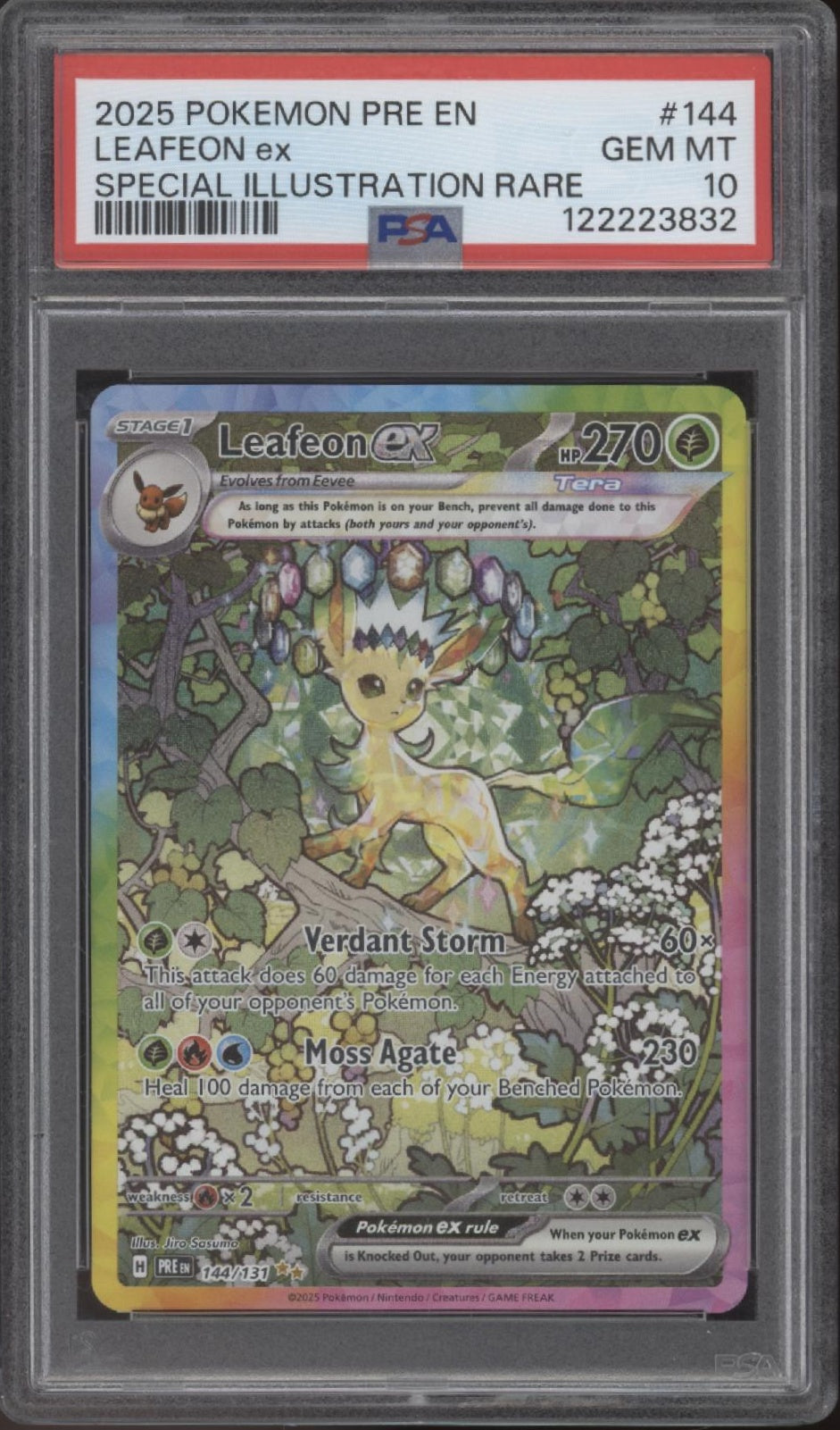 Leafeon ex Pokemon Prismatic Evolution Special Illustration Rare #144 PSA 10