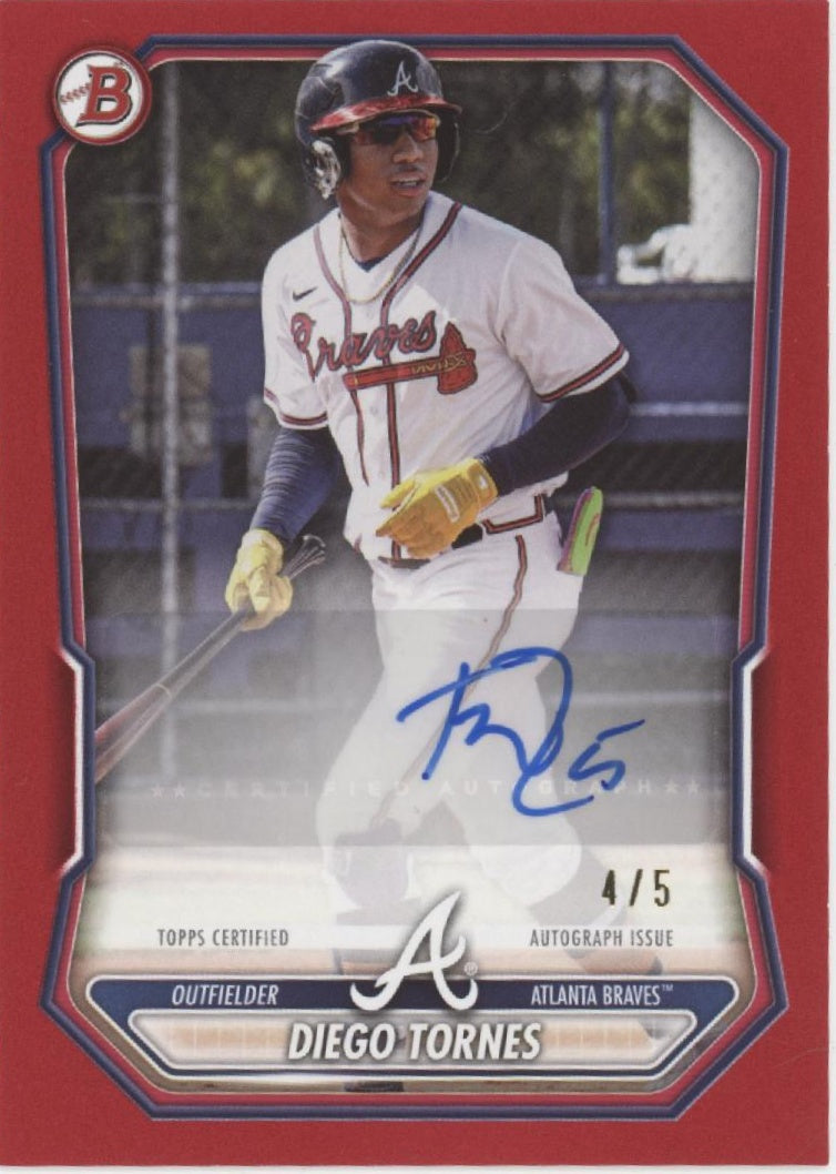 Diego Tornes 2026 Bowman Red Border Auto 4/5 #BPA-DT
