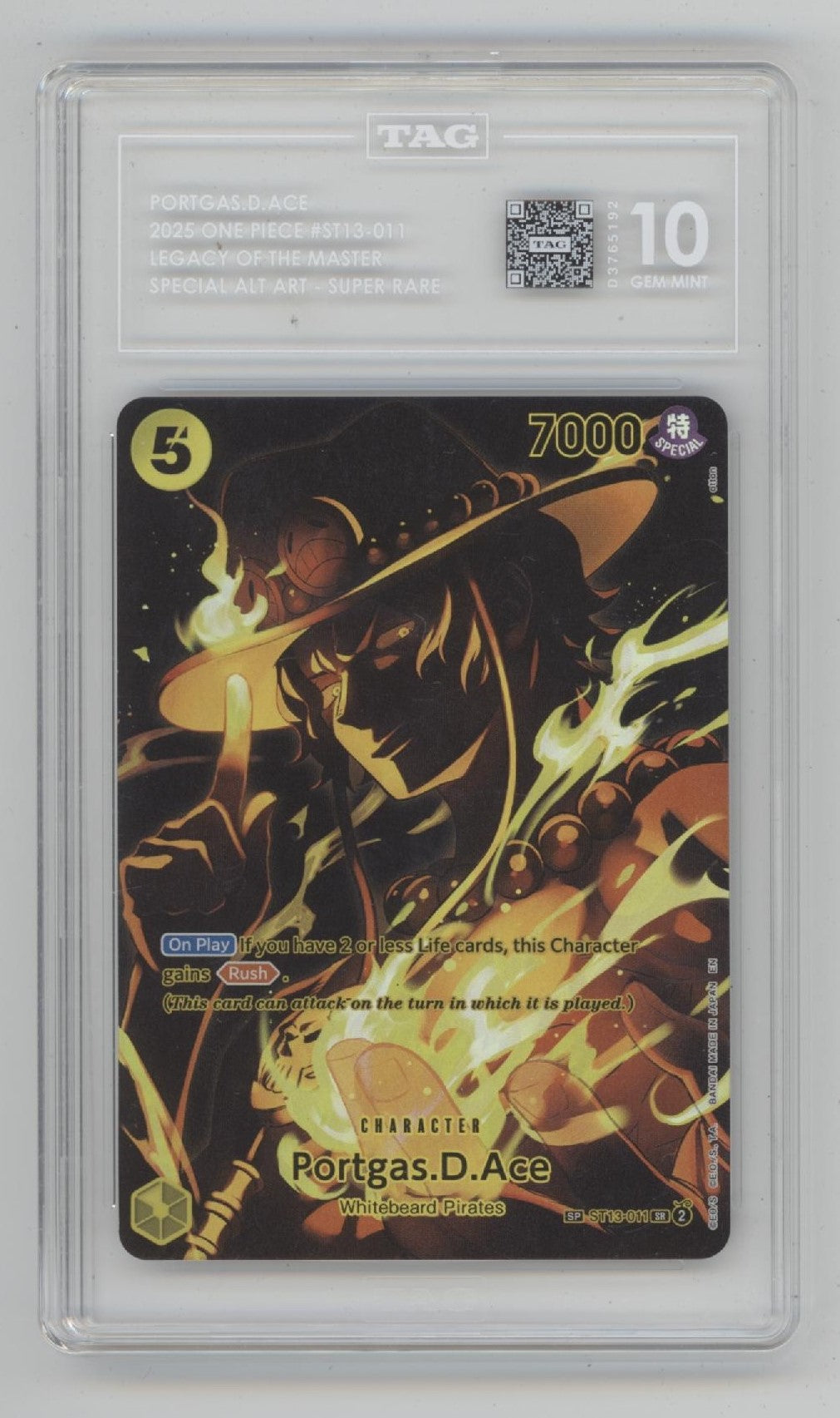 Portgas D Ace One Piece Card Game ST13 Special Alternate Art #011 TAG 10