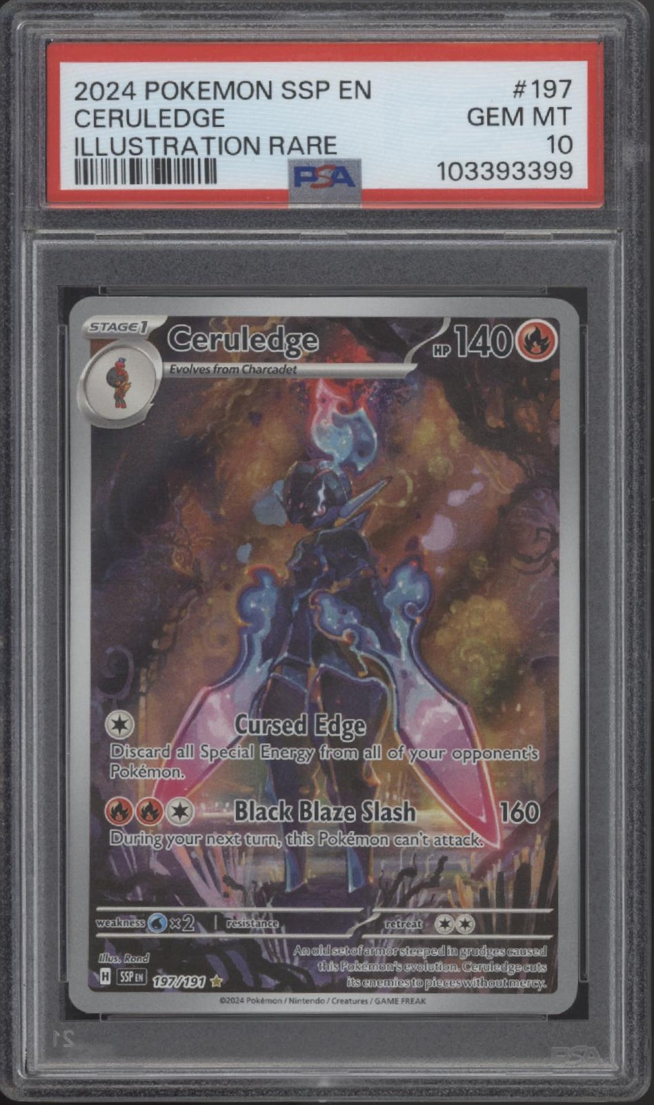 Ceruledge Pokemon Surging Sparks Illustration Rare #197 PSA 10