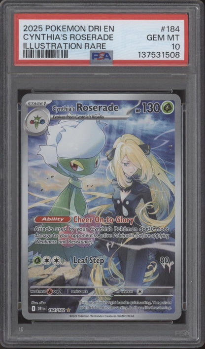 Cynthia's Roserade Pokemon Destined Rivals Illustration Rare #184 PSA 10