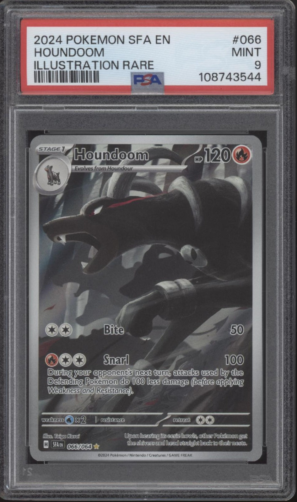 Houndoom Pokemon Shrouded Fable Illustration Rare #066 PSA 9 #2