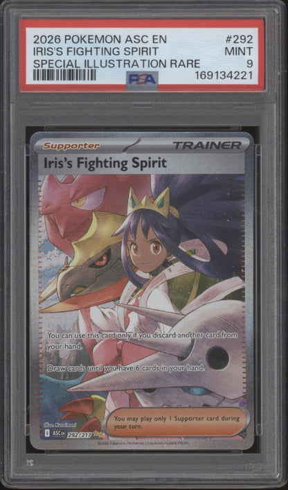 Iris's Fighting Spirit Pokemon Ascended Heroes Special Illustration Rare PSA 9
