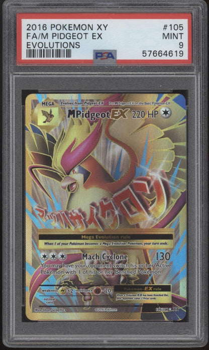 M Pidgeot ex Pokemon Evolutions Full Art #105 PSA 9