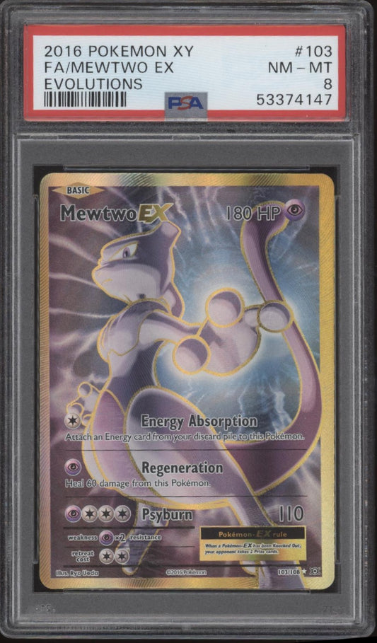 Mewtwo ex Pokemon Evolutions Full Art #103 PSA 8