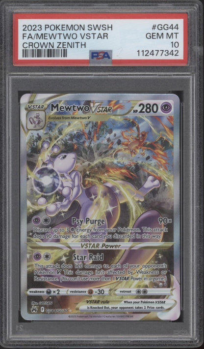 Mewtwo VSTAR Pokemon Crown Zenith Full Art #GG44 PSA 10