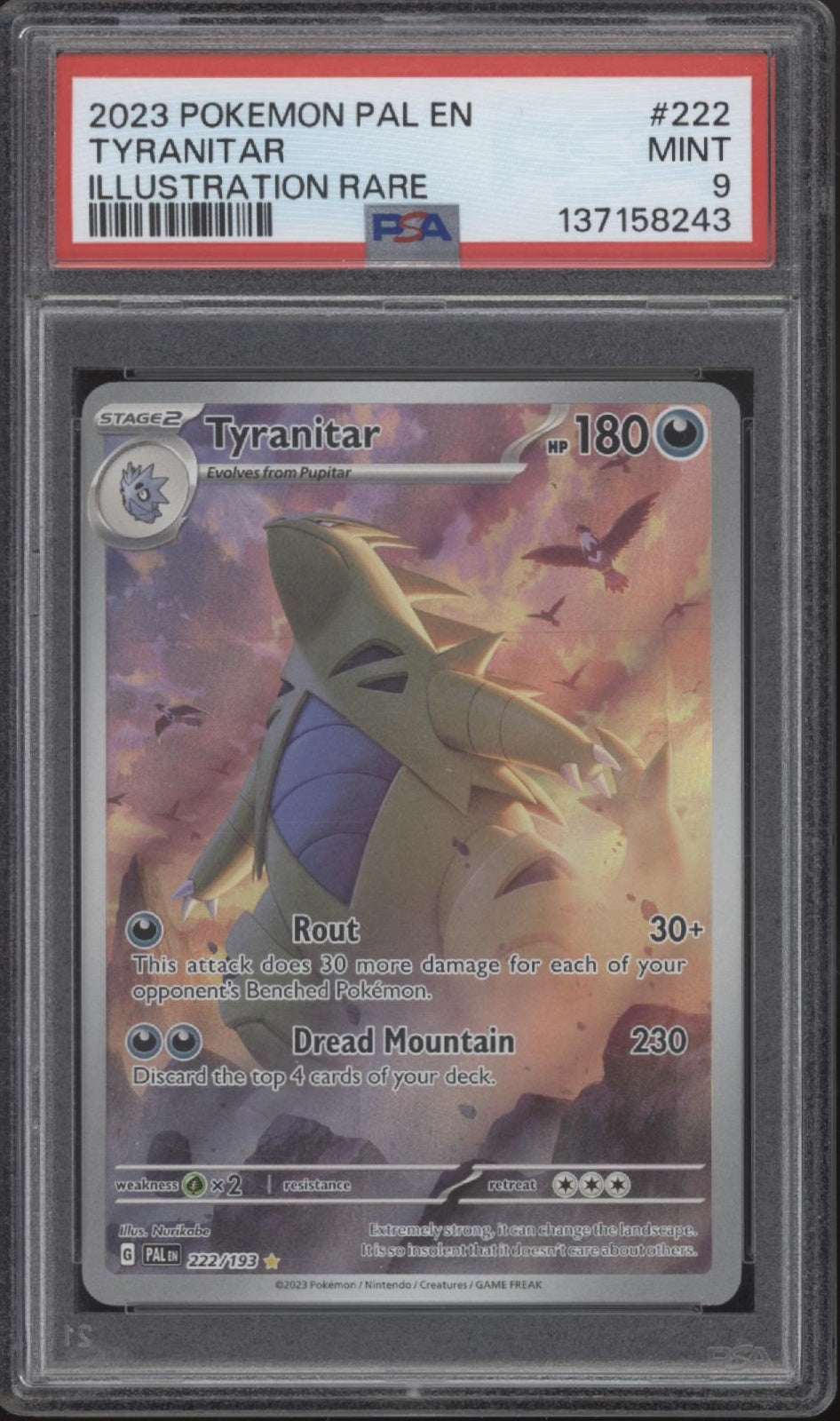 Tyranitar Pokemon Paldea Evolved Illustration Rare #222 PSA 9