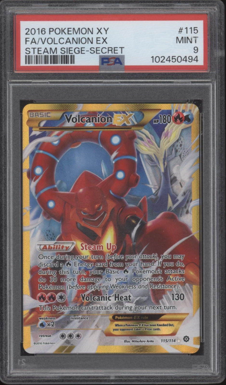 Volcanion ex Pokemon Steam Siege Secret Full Art #115 PSA 9