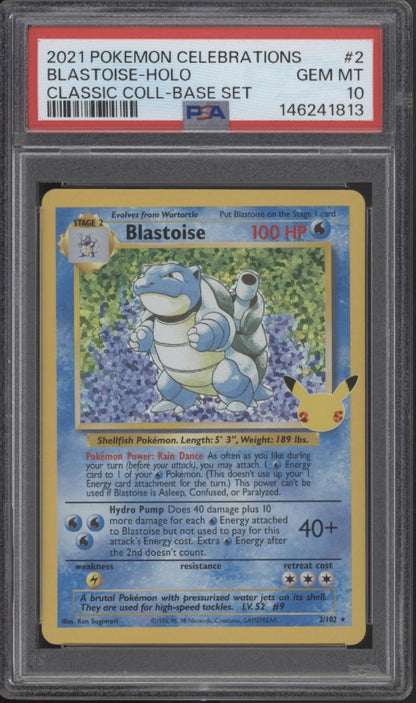 Blastoise Pokemon Celebrations Classic Collection Base Set Holo #2 PSA 10