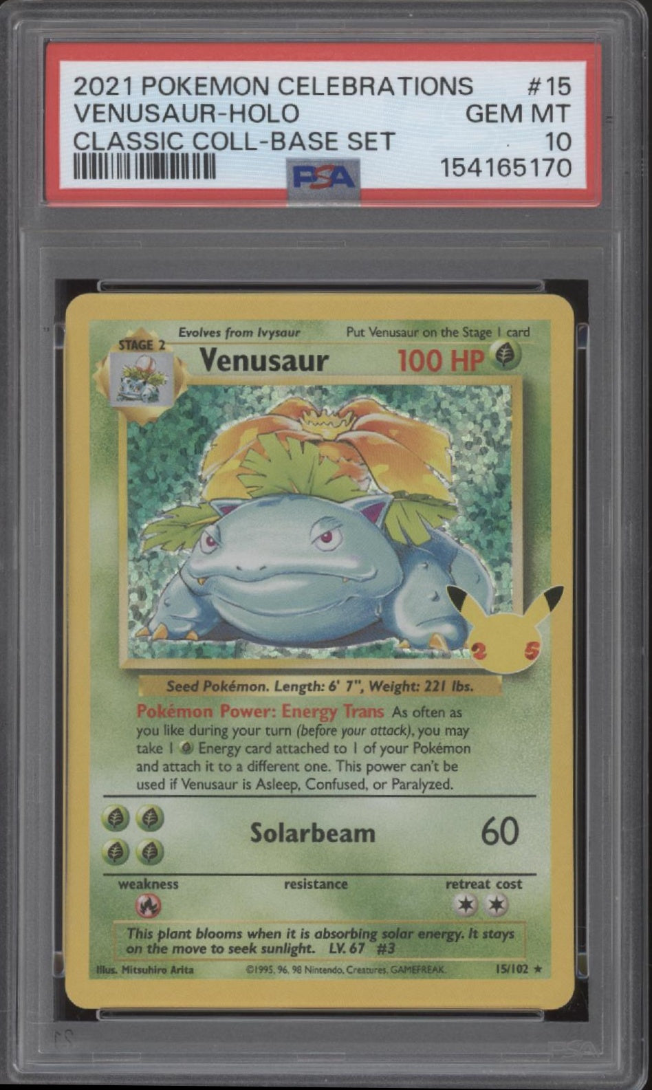 Venusaur Pokemon Celebrations Classic Collection Base Set Holo #15 PSA 10 #2