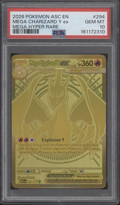 Mega Charizard Y ex Pokemon Ascended Heroes Mega Hyper Rare #294 PSA 10
