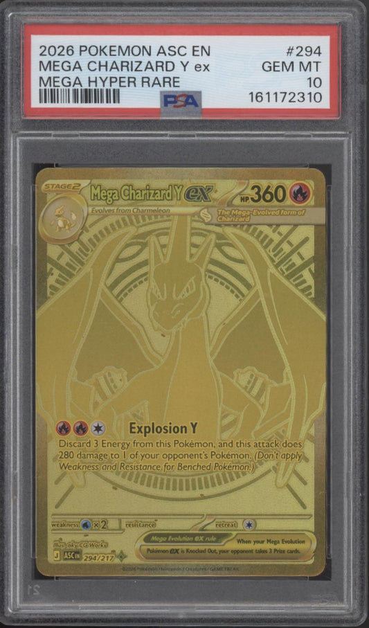 Mega Charizard Y ex Pokemon Ascended Heroes Mega Hyper Rare #294 PSA 10
