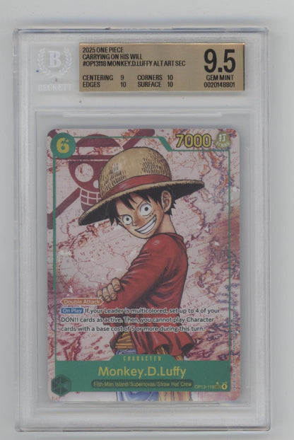 Monkey D Luffy One Piece Card Game OP13 Alternate Art #118 Beckett 9.5