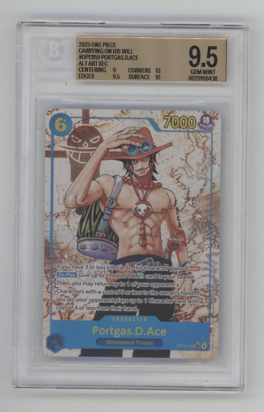 Portgas D Ace One Piece Card Game OP13 Alternate Art #119 Beckett 9.5