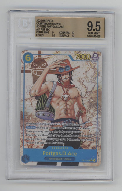 Portgas D Ace One Piece Card Game OP13 Alternate Art #119 Beckett 9.5