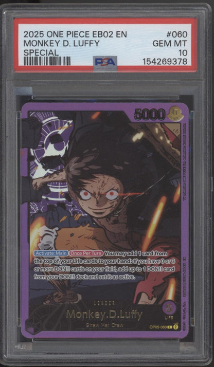 Monkey D Luffy One Piece Card Game EB02 Special #060 PSA 10