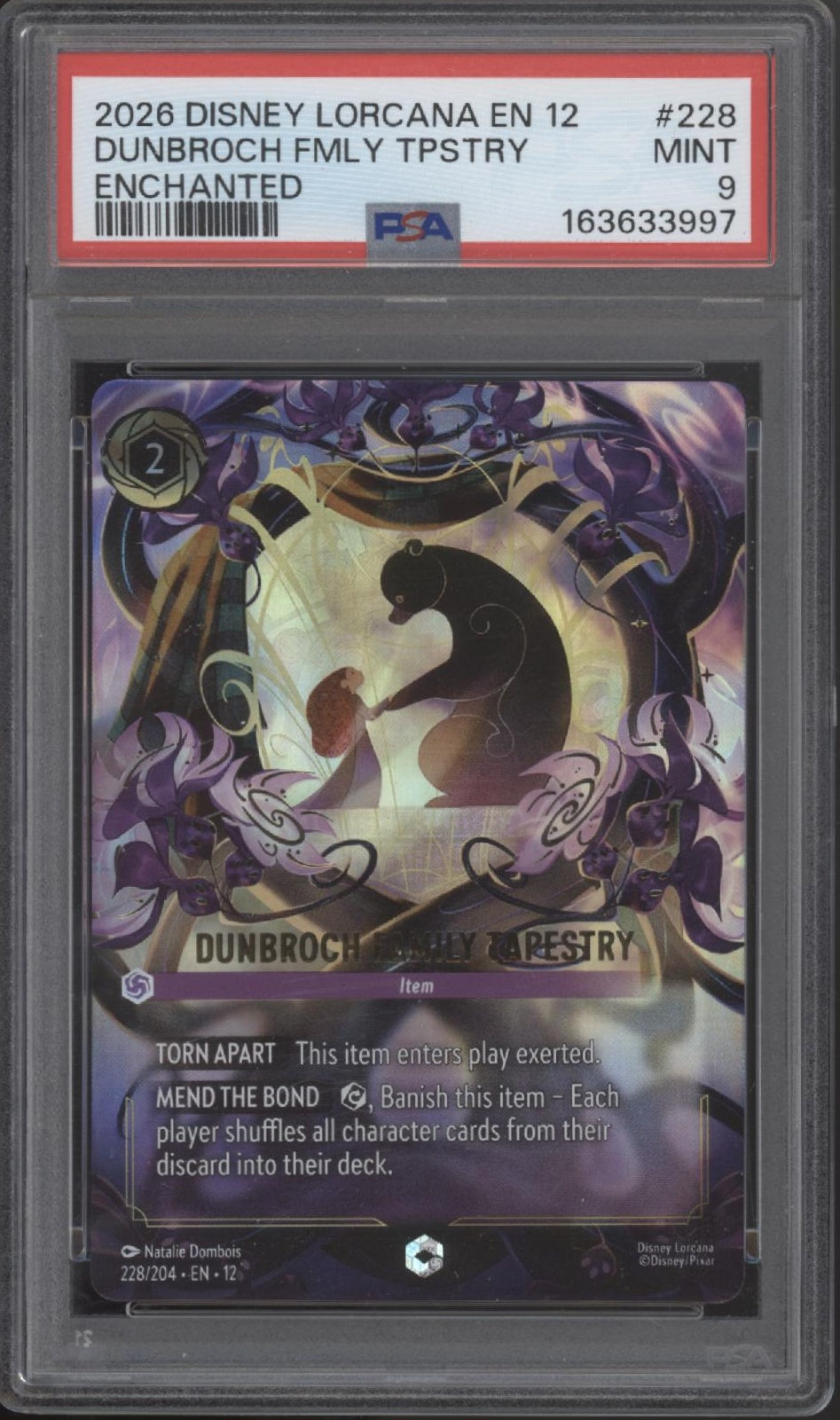 Dunbroch Family Tapestry Disney Lorcana Wilds Unknown Enchanted #228 PSA 9