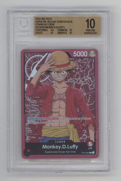 Monkey D Luffy One Piece Card Game Super Prerelease Deck Beckett 10 Pristine