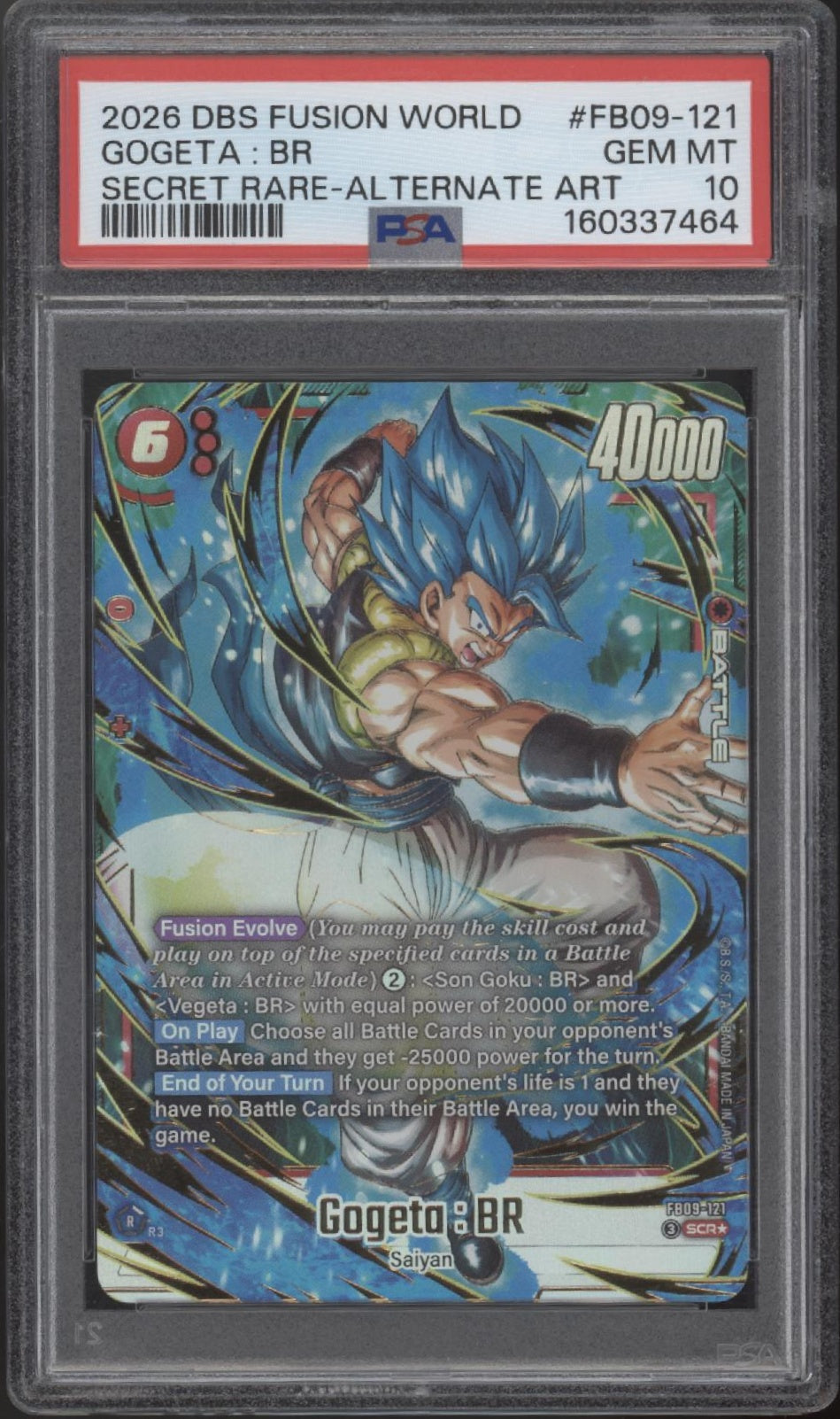 Gogeto BR Dragon Ball Super Fusion World Secret Rare Alternate Art PSA 10