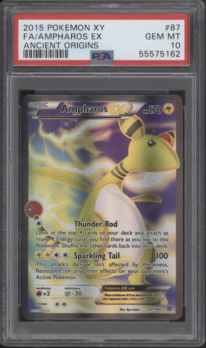 Ampharos ex Pokemon Ancient Origins Full Art #87 PSA 10