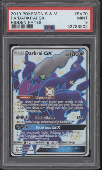 Darkrai GX Pokemon Hidden Fates Full Art #SV70 PSA 9 #2