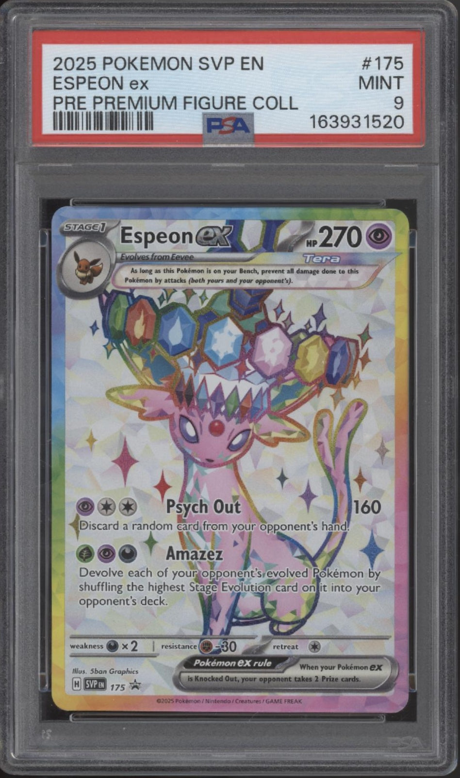Espeon ex Pokemon Prismatic Evolutions Premium Figure Collection #175 PSA 9 #1