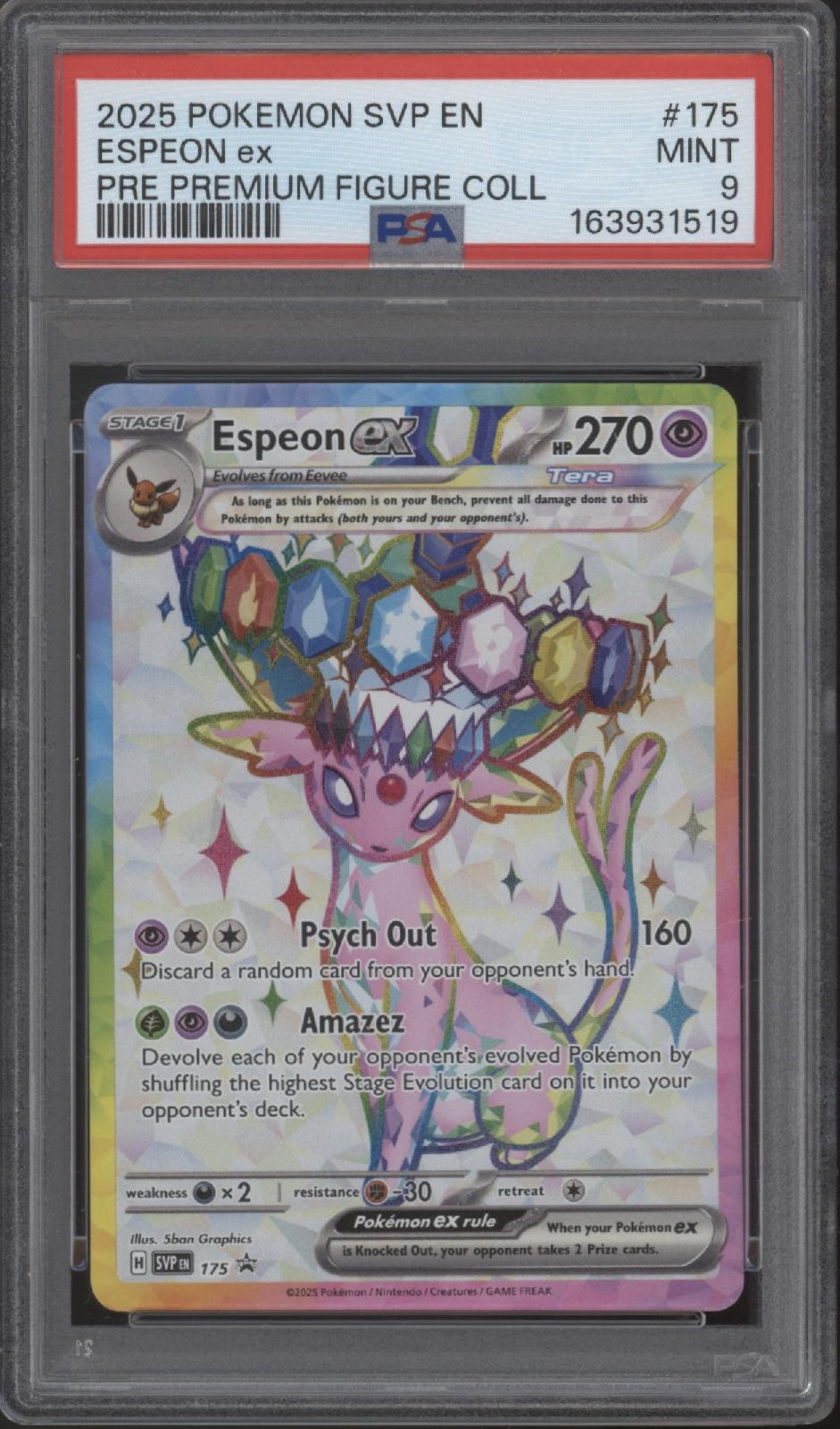 Espeon ex Pokemon Prismatic Evolutions Premium Figure Collection #175 PSA 9 #2