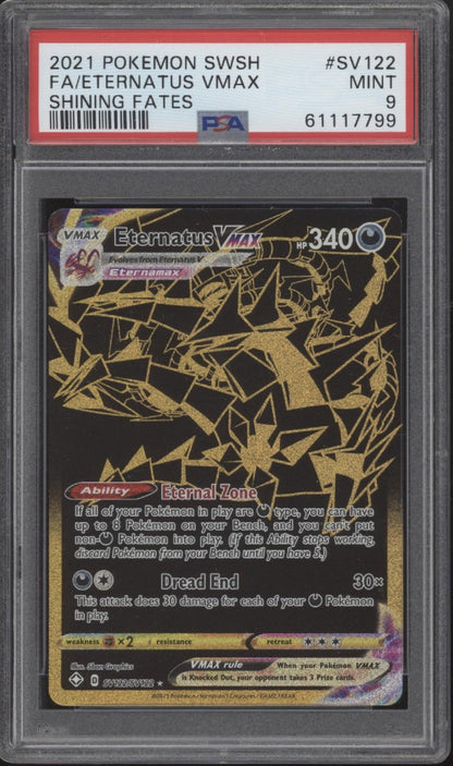 Eternatus VMAX Pokemon Shining Fates Full Art #SV122 PSA 9