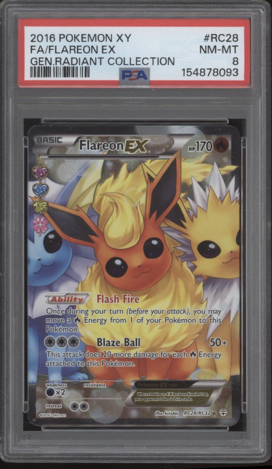 Flareon ex Pokemon Generations Radiant Collection Full Art #RC28 PSA 8