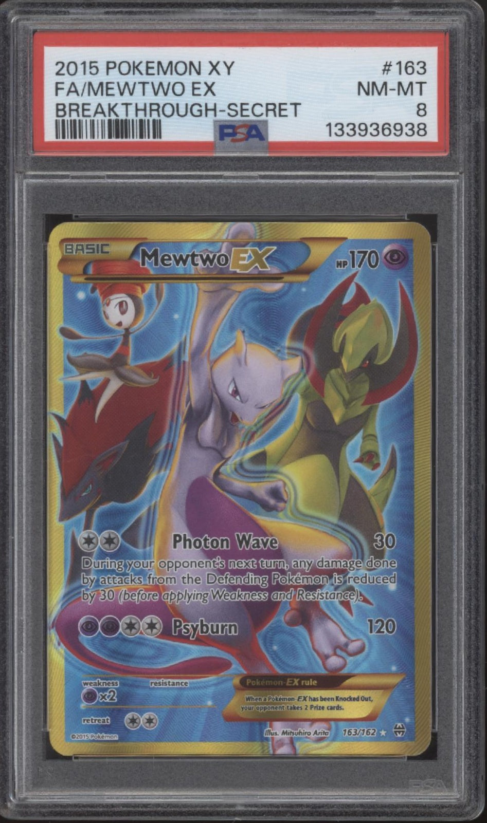 Mewtwo ex Pokemon Breakthrough Secret Full Art #163 PSA 8