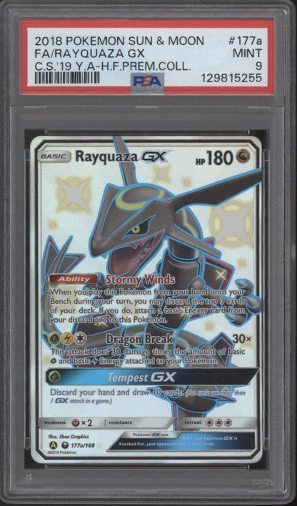 Rayquaza GX Pokemon Celestial Storm 2019 YA HF Premium Collection #177a PSA 9