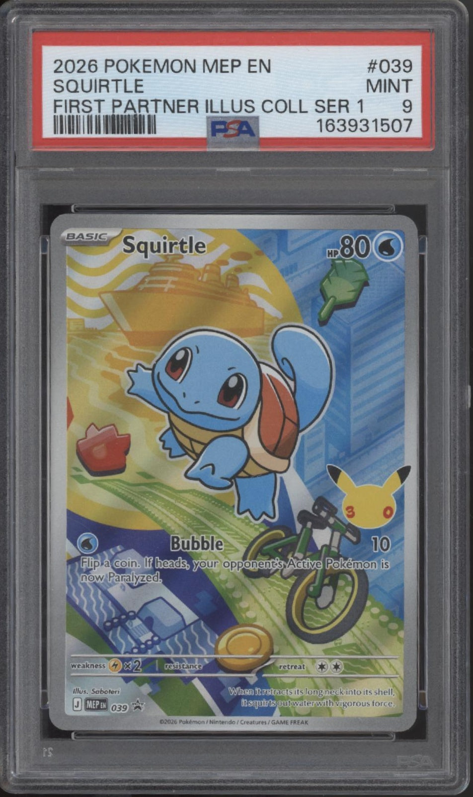 Squirtle Pokemon First Partner Illustration Collection Series 1 #039 PSA 9