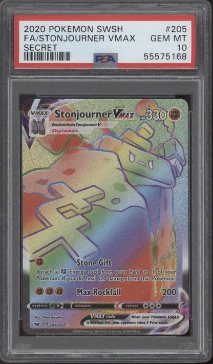 Stonjourner VMAX Pokemon Sword & Shield Secret Full Art #205 PSA 10