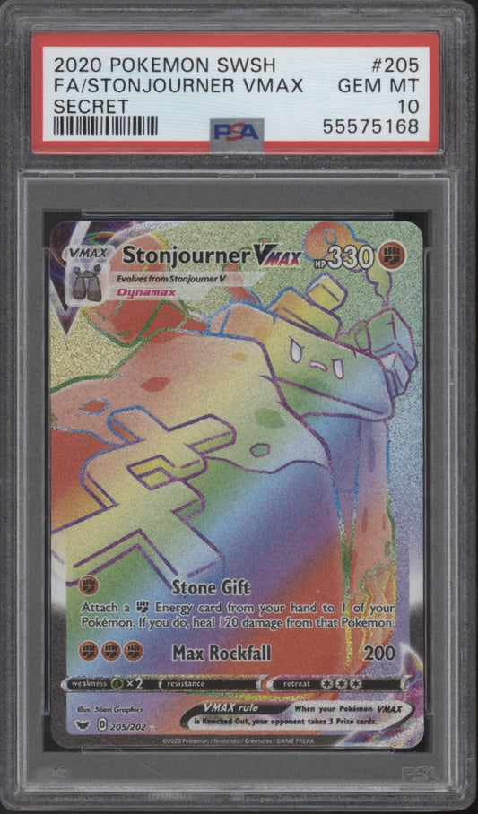 Stonjourner VMAX Pokemon Sword & Shield Secret Full Art #205 PSA 10