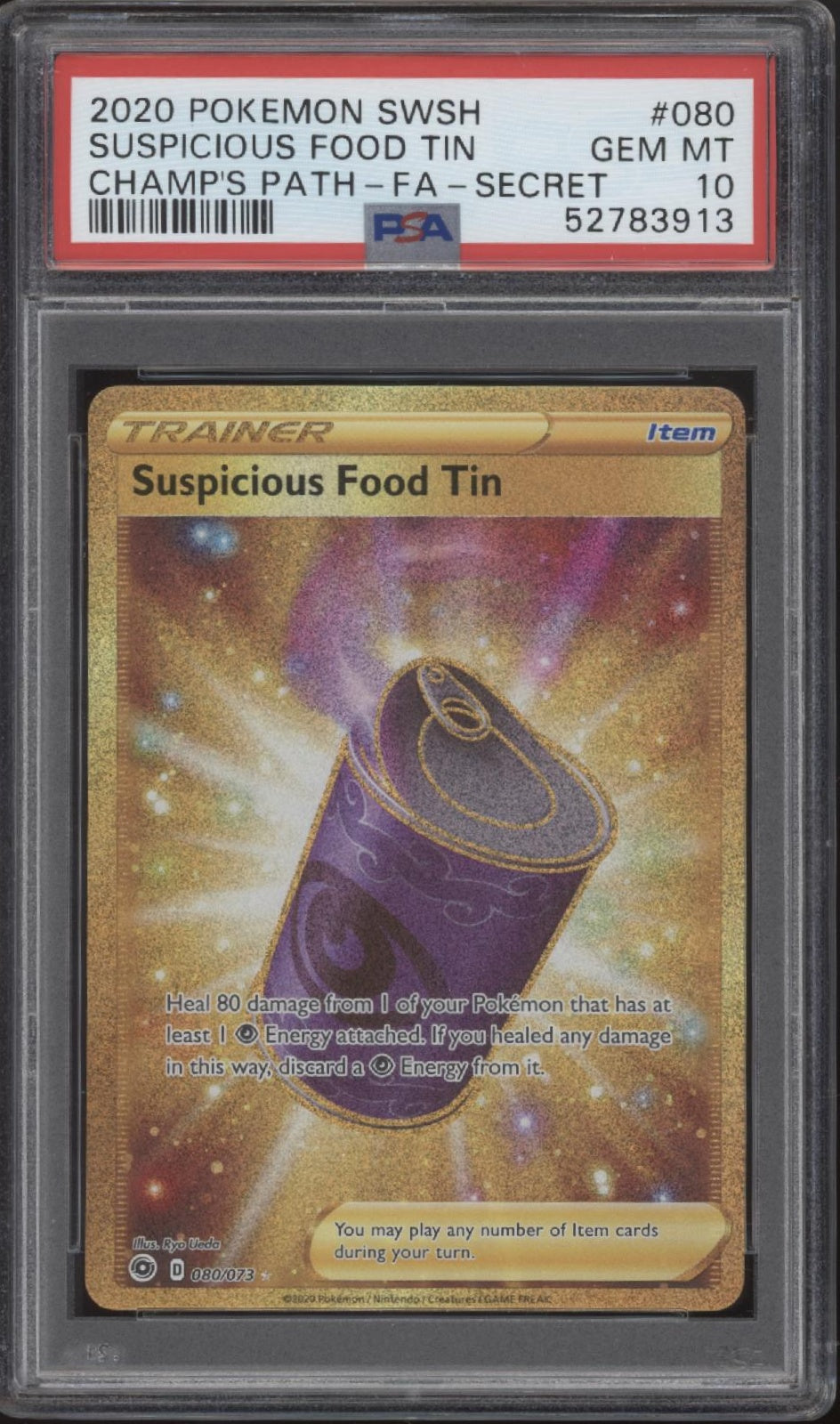 Suspicious Food Tin Pokemon Champion's Path Secret Full Art #080 PSA 10